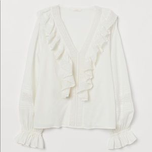 ✨🌈H&M CONSCIOUS ruffled flounced cotton blouse